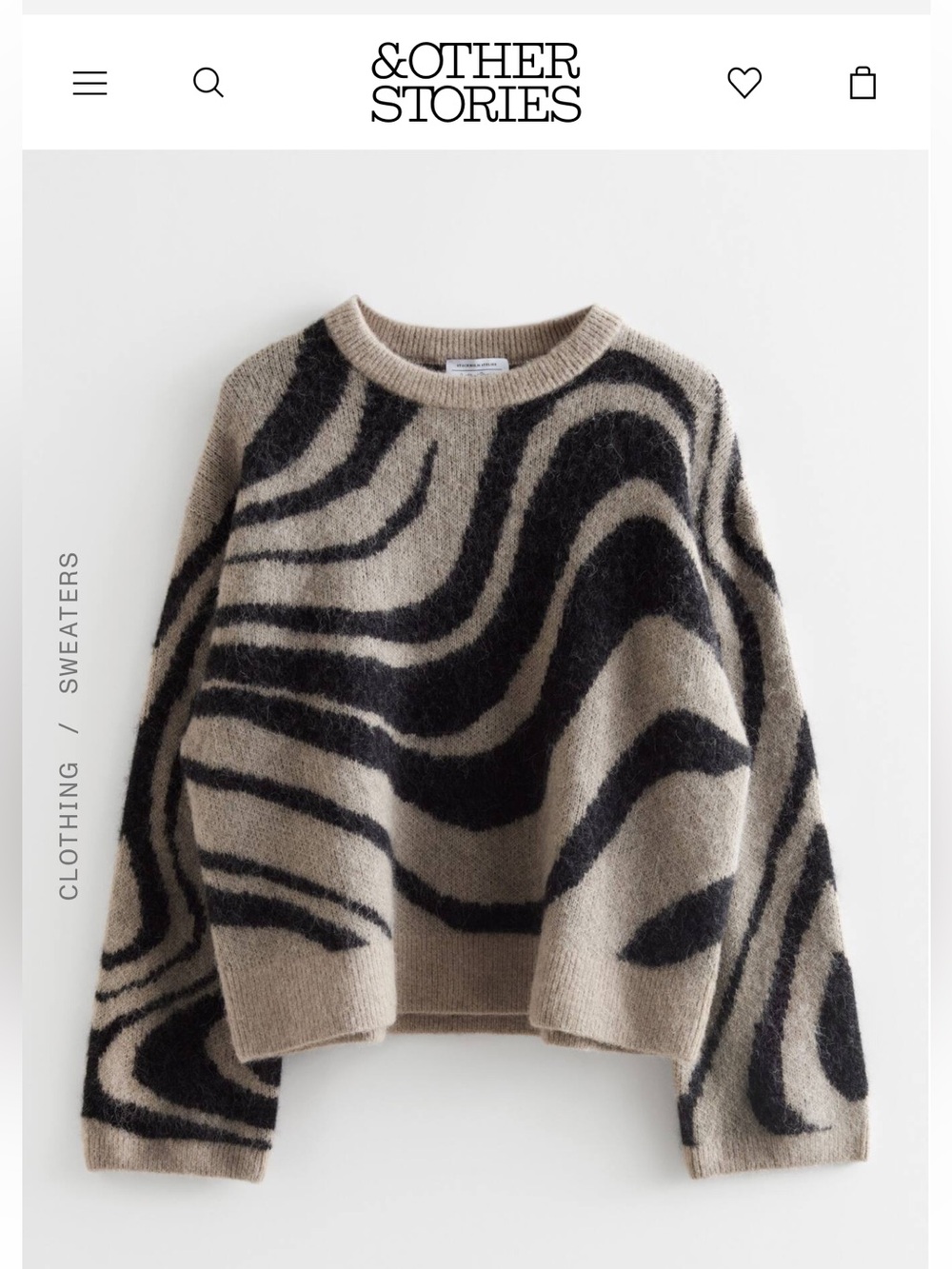 & Other Stories Beige and Black Swirl Knit Sweater
